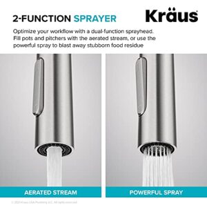 KRAUS Oletto Tall Modern Single-Handle Touch Kitchen Sink Faucet with Pull Down Sprayer in Spot Free Stainless Steel, KTF-3101SFS