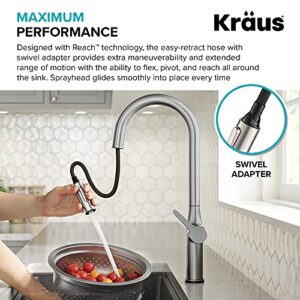 KRAUS Oletto Tall Modern Single-Handle Touch Kitchen Sink Faucet with Pull Down Sprayer in Spot Free Stainless Steel, KTF-3101SFS