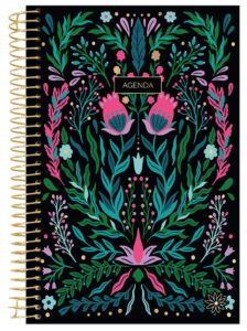 bloom daily planners undated spanish calendar year day planner - passion/goal organizer - monthly/weekly agenda book with tabs (january to december) - 6" x 8.25" - folky floral