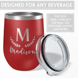Personalized Wine Tumblers, 12 oz Sky Blue, 12 Designs, Stainless Steel Custom Wine Tumblers, Double-Wall, Vacuum Insulated, Personalized Gifts for Women