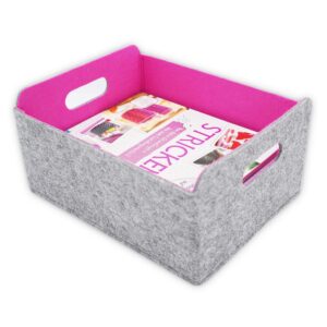 endless functions - collapsible storage basket with handles - hot pink
