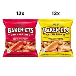 Baken-Ets Pork Rinds, Variety Pack, 0.625 Ounce (Pack of 24)