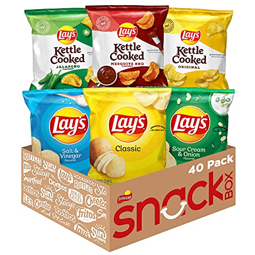 Lay's Potato Chips, Regular & Kettle Variety Pack, (Pack of 40)