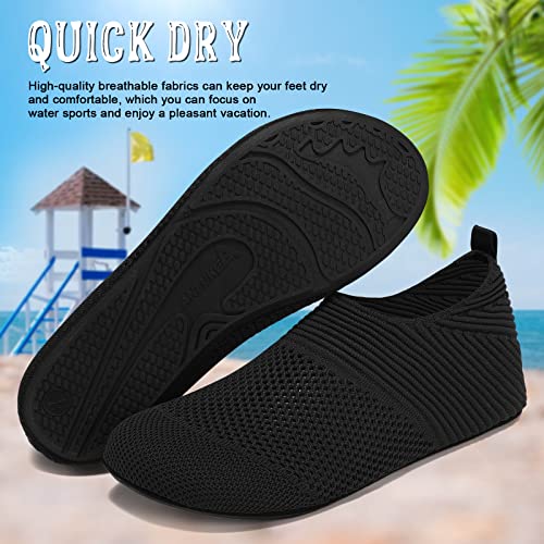 ANLUKE Womens Mens Water Sports Shoes Barefoot Quick-Dry Aqua Yoga Socks Slip-on (40/41, KBlack)