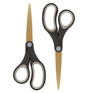 westcott 55847 8-inch titanium scissors for office and home, black/gold, 2 pack