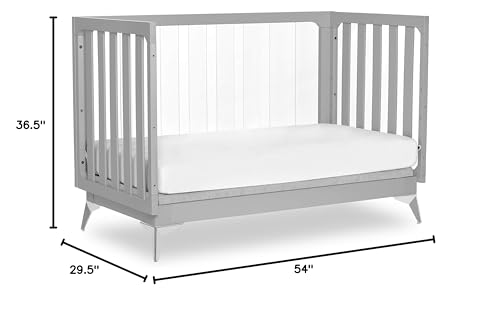 Evolur Acrylic Millennium 4-in-1 Convertible Crib I Modern Full Size Crib I Baby Crib I Easily Coverts to Toddler Bed & Dayday I Adjustable Mattress Support Base I Acrylic Slats I in Pebble Grey