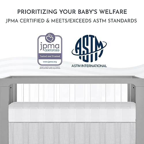 Evolur Acrylic Millennium 4-in-1 Convertible Crib I Modern Full Size Crib I Baby Crib I Easily Coverts to Toddler Bed & Dayday I Adjustable Mattress Support Base I Acrylic Slats I in Pebble Grey