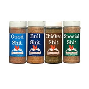 big cock ranch gourmet seasoning bundle all-purpose special 13oz, bull for steak, good sweet n' salty 11oz and chicken gluten-free and no msg