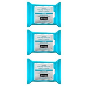 neutrogena makeup remover cleansing towelettes, daily face wipes to remove dirt, oil, makeup & waterproof mascara, 25 ct. (pack of 3)