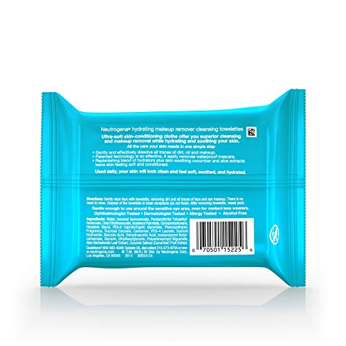 Neutrogena Makeup Remover Cleansing Towelettes, Daily Face Wipes to Remove Dirt, Oil, Makeup & Waterproof Mascara, 25 ct. (Pack of 3)