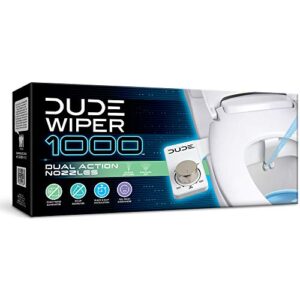dude wiper 1000 - bidet attachment - white dual-action nozzle and control panel - easy installation - fits most standard toilets