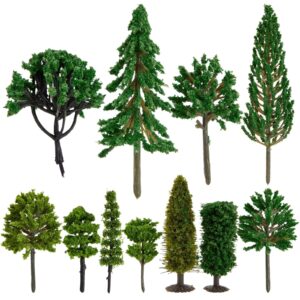 bright creations 55-pieces of miniature model trees for diorama supplies, scenery, landscape, diy projects, arts and crafts, train village, railroads (11 assorted sizes/ 1-6.7 in)