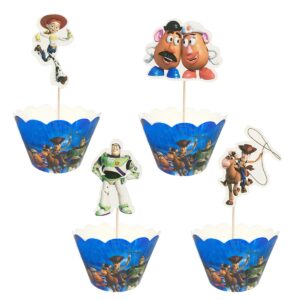 12pc Toy Story Cupcake Topper and Cupcake Wrapper Picks Boy Children Toy Story Party Decoration Kid's Birthday Party Decoration Supplies