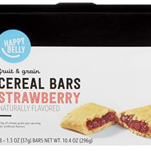 Amazon Brand - Happy Belly Fruit & Grain Cereal Bars, Strawberry , 1.03 Oz, 8 Count (Pack of 1)