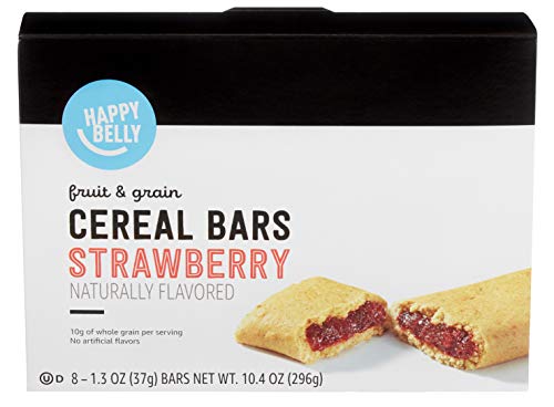 Amazon Brand - Happy Belly Fruit & Grain Cereal Bars, Strawberry , 1.03 Oz, 8 Count (Pack of 1)