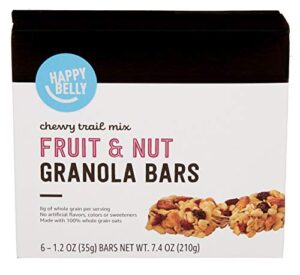 amazon brand - happy belly fruit & nut chewy trail mix granola bars, 6 count