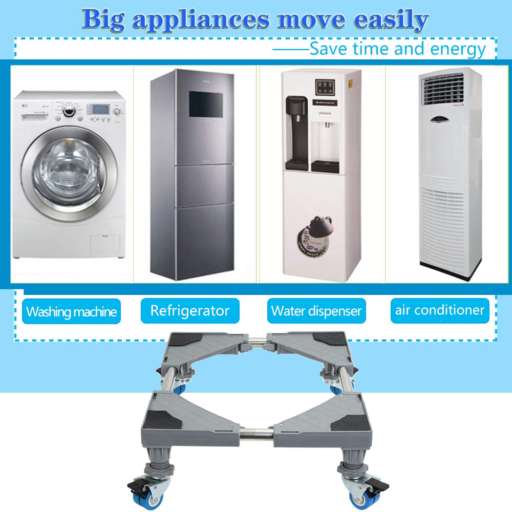 Multi-Functional Furniture Dolly Roller Base Adjustable Movable Base Refrigerator Stand for Washing Machine Refrigerator and Dryer (8 Rounds of Lifting)