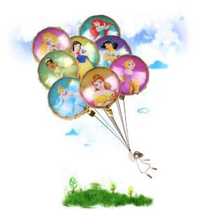 8pcs Disney Princess Balloon Bouquet, Disney Princess Party Supplies, Girls Birthday Party Decorations