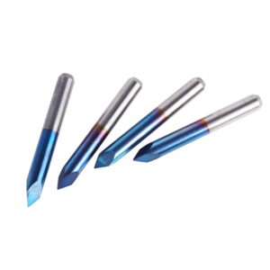 10pcs Triangular CNC Router Bits V-Bit, 60 Degree 0.1mm Engraving Bits, 1/8” Shank Nano Blue Coating Sharp Pyramid Bits for Acrylic Wood MDF Aluminum Lettering Sign Making