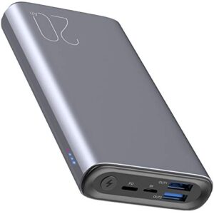 tozo pb1 pd portable charger 20000mah capacity fast charging power bank 18w high charging speed external battery pack with usb-c input/output compatible for iphone,samsung,gray