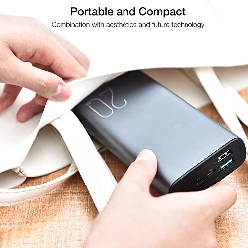 TOZO PB1 PD Portable Charger 20000mAh Capacity Fast Charging Power Bank 18W High Charging Speed External Battery Pack with USB-C Input/Output Compatible for iPhone,Samsung,Gray