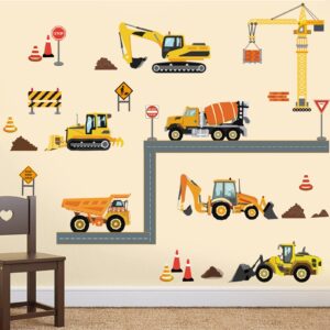 decalmile construction vehicles wall decals trucks tractor cars wall stickers baby boys bedroom kids playroom wall decor