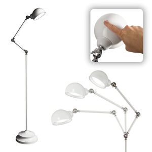 ottlite pharmacy adjustable led floor lamp, prevention series - designed to reduce eyestrain - 3-point adjustable neck, 3 brightness settings with touch controls - office work, reading & studying