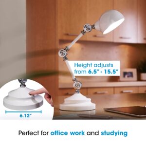 OttLite Pharmacy Adjustable LED Desk Lamp with USB Charging, Prevention Series - Designed to Reduce Eyestrain, 3-Point Adjustable Neck, 3 Brightness Settings with Touch Controls - Office Work, Reading