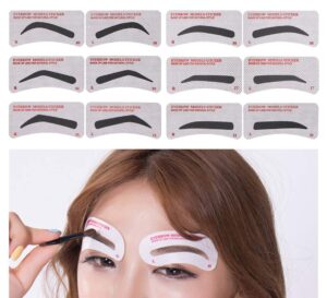 60 pcs eyebrow stencils 6 styles non-woven shaping grooming stencil kit eyebrow drawing guide makeup template diy tools for beginners