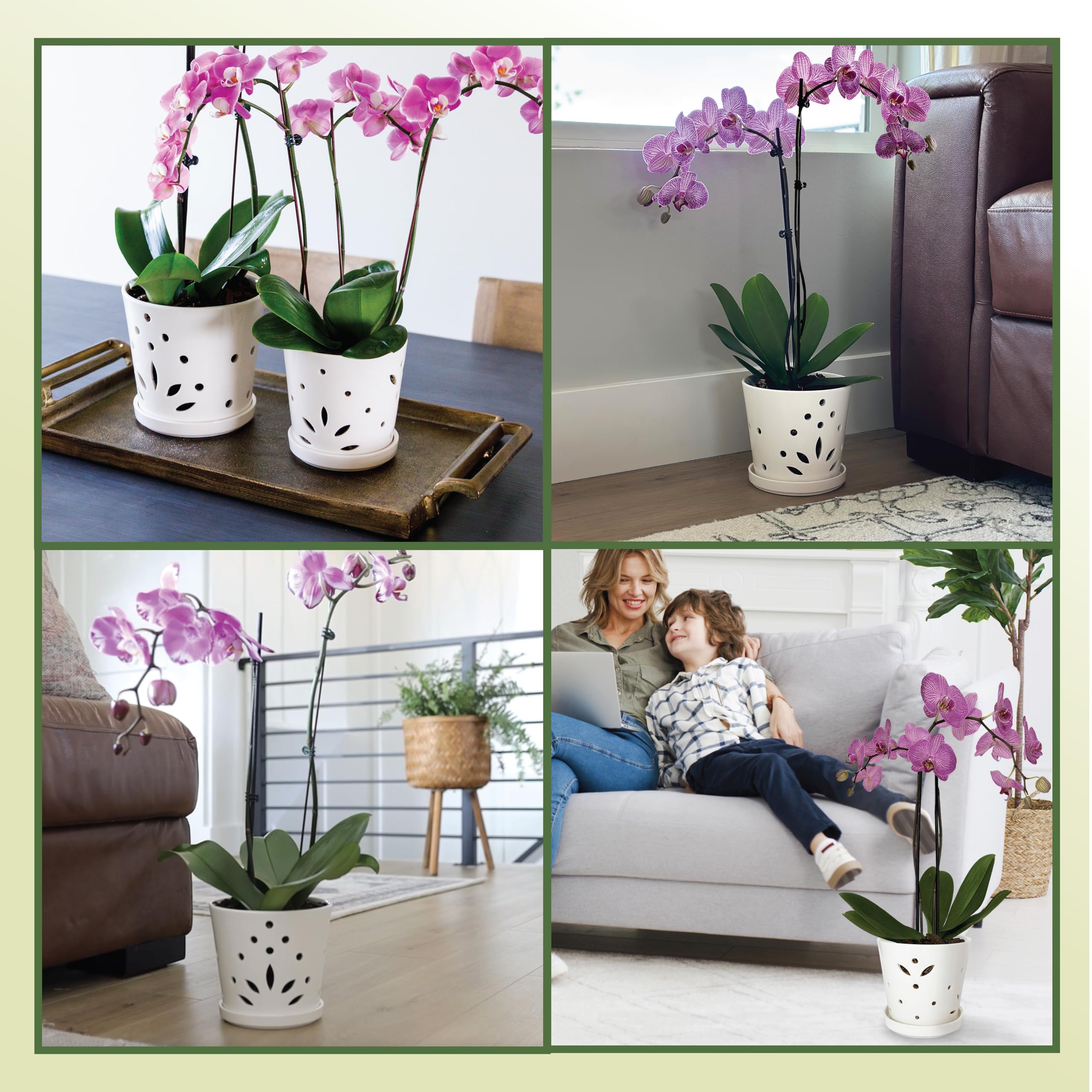 Atri Orchid Pot with Holes–6.5" Porcelain Indoor Orchid Planter–Large Orchid Pots for Repotting–Ceramic Orchid Planter–Drainage Holes