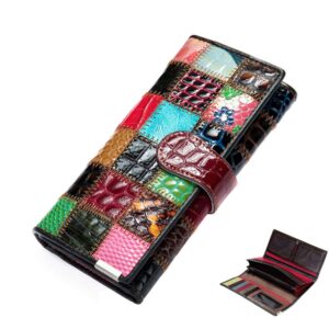 segater® women multicolor wallets genuine leather card holder organizer purses model stitching bag wallet with flap phone clutch large long purse