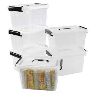 Ponpong 6 Quart Plastic Storage Boxes with Lids and Handles, Clear Latch Storage Bin, 6 Packs