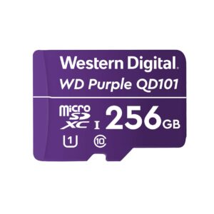 western digital wd purple sc qd101 256gb smart video surveillance microsdxc card, ultra endurance up to 128 tbw