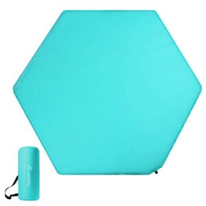 minnebaby hexagon playpen mat compatible with graco traveler playard & regalo play yard, self inflating playard pad, comfortable and portable playmat with carrying bag - blue