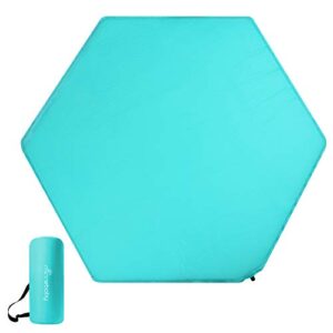 Minnebaby Hexagon Playpen Mat Compatible with Graco Traveler Playard & Regalo Play Yard, Self Inflating Playard Pad, Comfortable and Portable Playmat with Carrying Bag - Blue