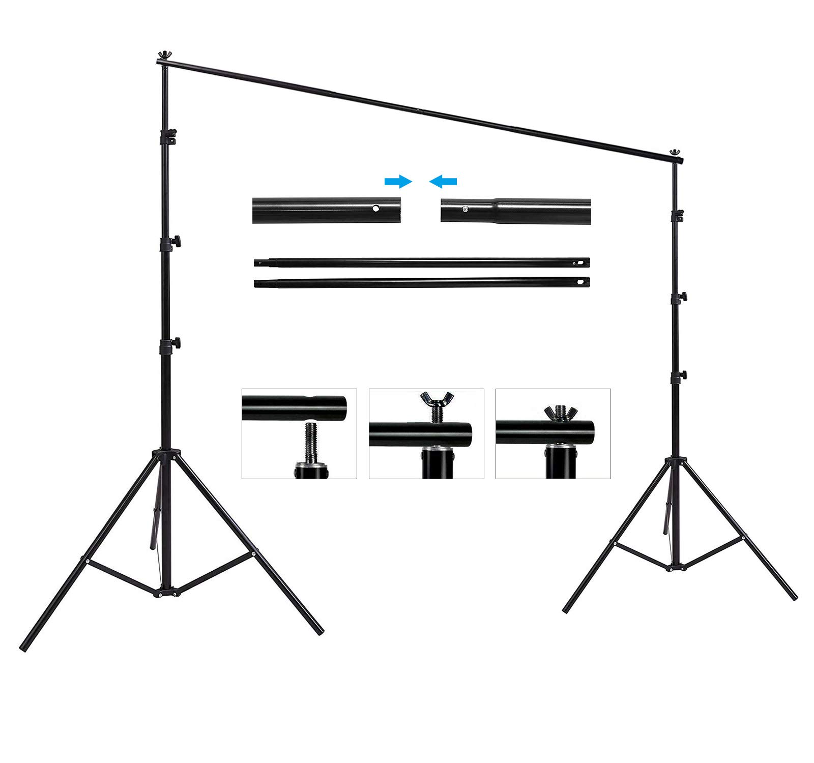 HYJ-INC Photo Background Support System with 8.5 x 10ft Backdrop Stand Kit, 6 x 9.5ft 100% Pure Muslin Chromakey Green Screen Backdrop,Clamp, Carry Bag for Photography Video Studio