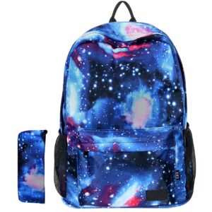 galaxy backpack school backpack for girls boys kids student stylish unisex canvas laptop backpack with pencil bag (galaxy)