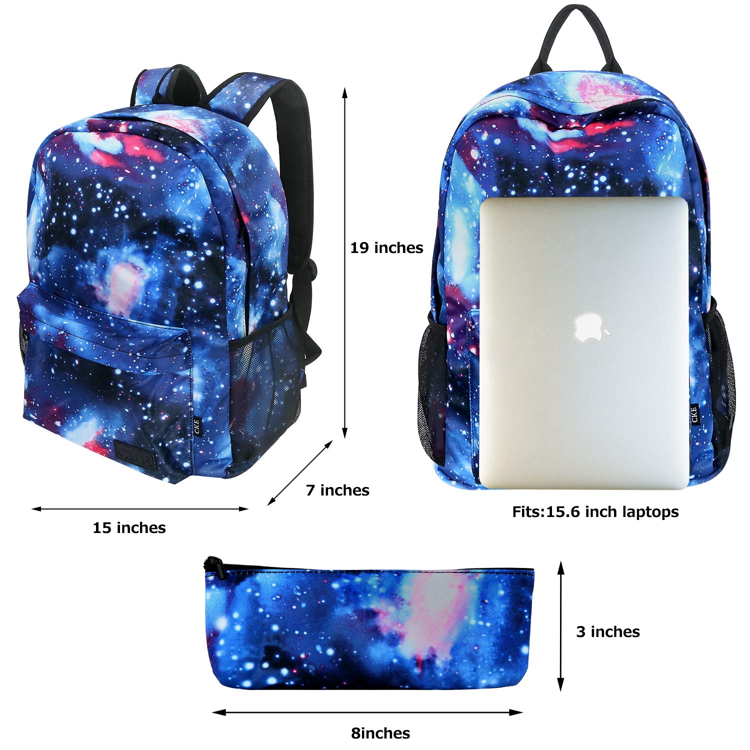 Galaxy Backpack School Backpack for Girls Boys Kids Student Stylish Unisex Canvas Laptop Backpack with Pencil Bag (Galaxy)