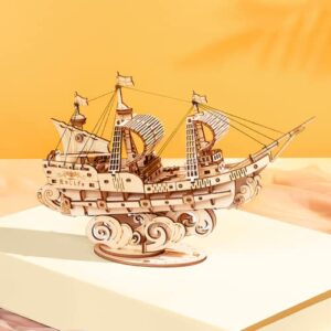 Rolife 3D Wooden Puzzles Model Kit for Adults to Build, Wooden Model Ship Series Sailing Ship Building Model Kit, DIY Crafts Hobbies/Collections/Decorations/Gifts for Friends and Family (Sailing Ship)