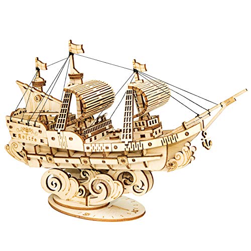 Rolife 3D Wooden Puzzles Model Kit for Adults to Build, Wooden Model Ship Series Sailing Ship Building Model Kit, DIY Crafts Hobbies/Collections/Decorations/Gifts for Friends and Family (Sailing Ship)