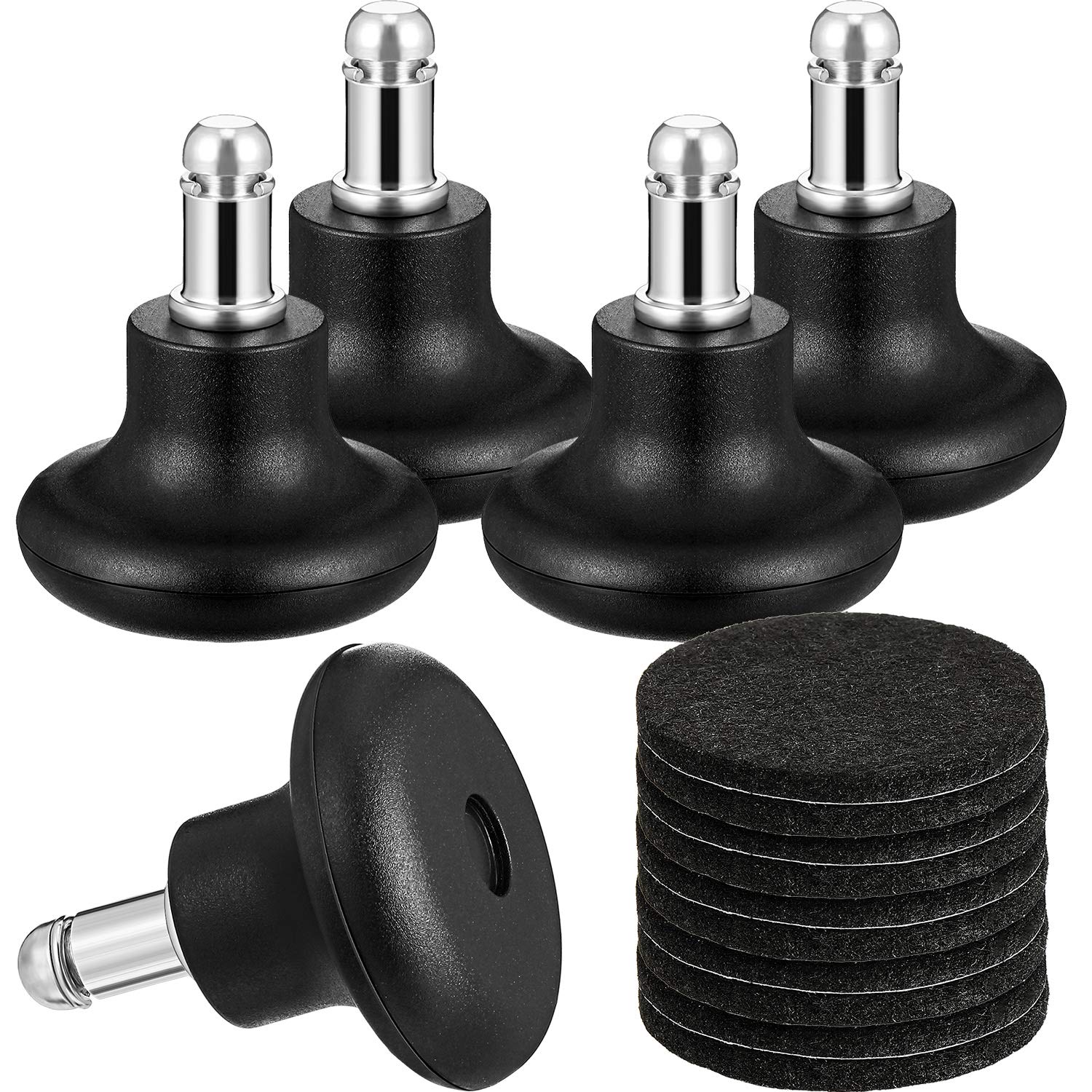 Outus Bell Glides Replacement Office Chair Wheels Stopper Office Chair Swivel Caster Wheels, 2 Inch High Profile Stool Bell Glides with Separate Self Adhesive Pads, 5 Pieces (Black)