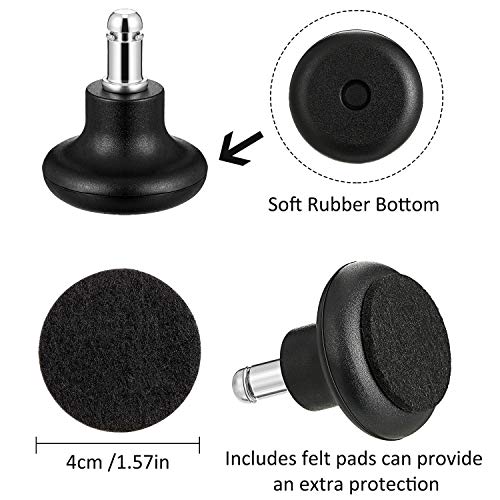 Outus Bell Glides Replacement Office Chair Wheels Stopper Office Chair Swivel Caster Wheels, 2 Inch High Profile Stool Bell Glides with Separate Self Adhesive Pads, 5 Pieces (Black)