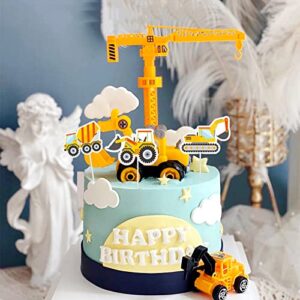 73PCS Construction Birthday Decorations for Boys, Cupcake Toppers, Barricades, Caution Tape, Foil Balloons, Banners, Hanging Swirls, Construction Birthday Party Supplies
