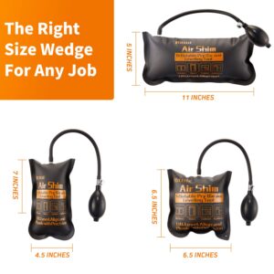 Air Wedge Bag,HTCELLE 3 Piece Commercial Grade Air Wedge Bag Pump Professional Leveling Kit & Alignment Tool Inflatable Air Wedge for a Variety of Jobs,Sizes/Small/Medium/Large.