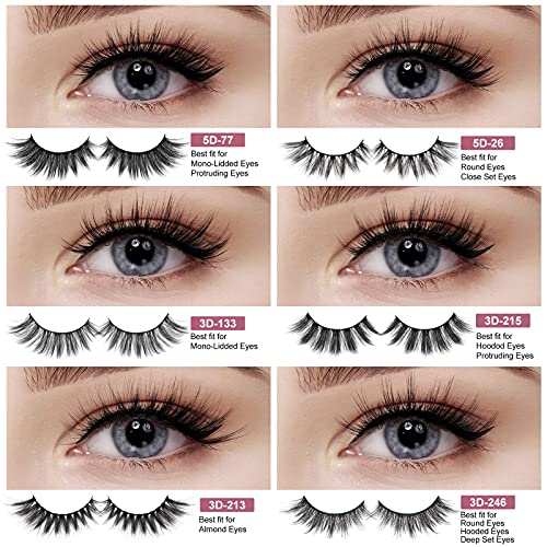 MAGEFY 30 Pairs 6 Styles Faux Mink Eyelashes, 16mm-20mm Lashes Natural Look to Dramatic False Eyelashes, Handmade Reusable Fake Eyelashes with Portable Boxes