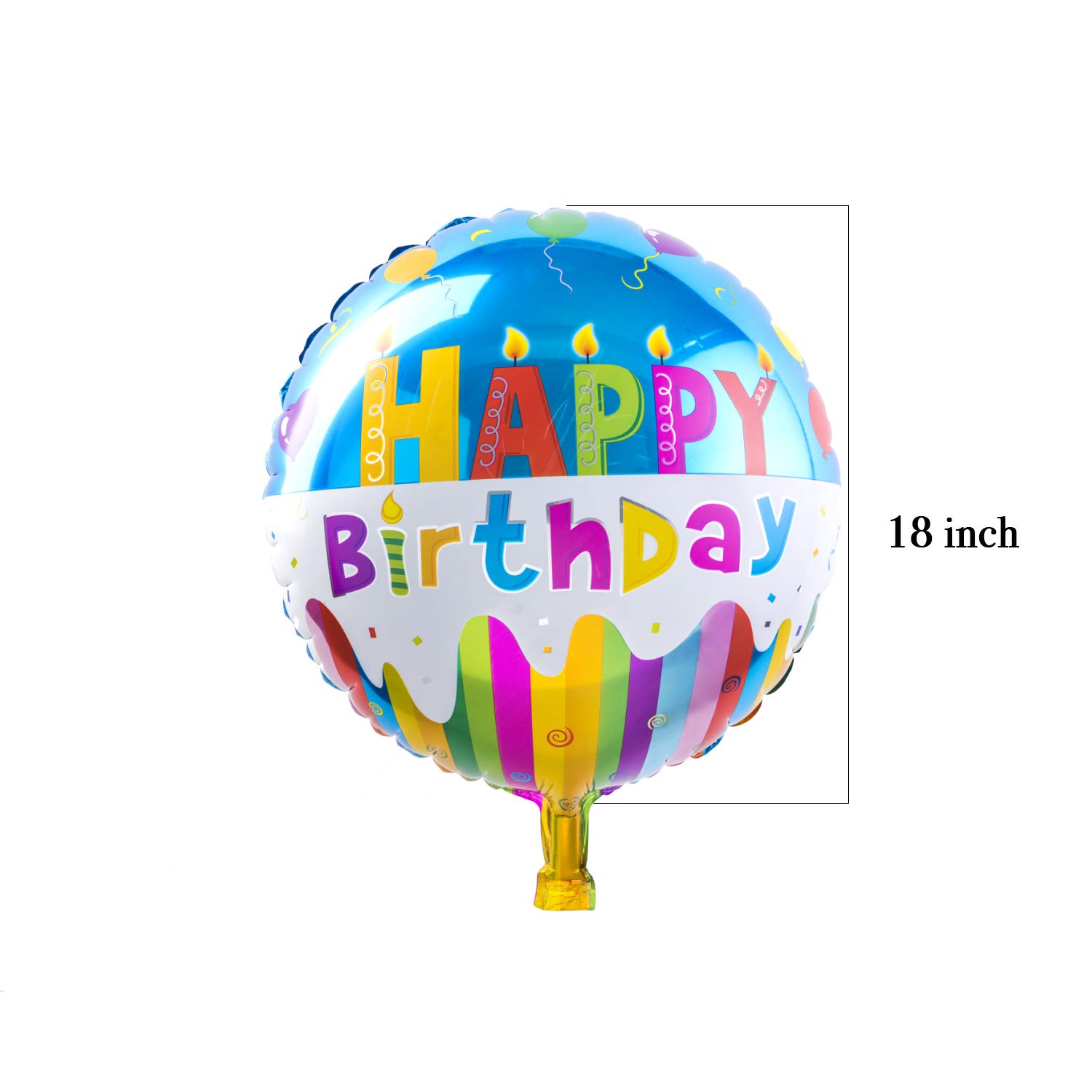 Happy Birthday Aluminum Foil Balloons (50-Pieces) Helium Floating Mylar Balloon Party Decoration Supplies - 18 Inches Round Inflatable Balloons
