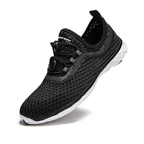 SUOKENI Women's Quick Drying Slip On Water Shoes for Beach or Water Sports Ultralight Walking Shoes Black/White,Size:US 10/EU 41