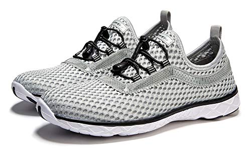 SUOKENI Women's Quick Drying Slip On Water Shoes for Beach or Water Sports Ultralight Walking Shoes LightGray,Size:US 8.5/EU 39