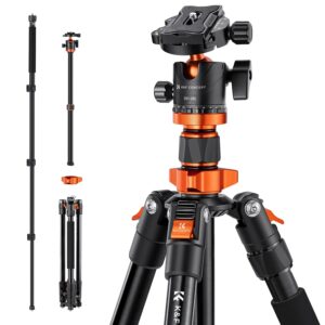 k&f concept 62 inch dslr camera tripod,lightweight and compact aluminum detachable monopod tripod with 360 panorama ball head quick release plate for travel and work k254a1+bh-28l (sa254m1)