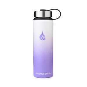HYDRO CELL Stainless Steel Insulated Water Bottle with Straw - For Cold & Hot Drinks - Metal Vacuum Flask with Screw Cap and Modern Leakproof Sport Thermos for Kids & Adults (Lavender/White 24oz)